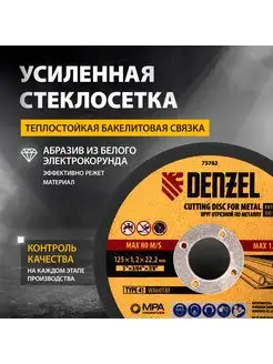 Диск отрезной 125 х 1.2 х 22.2 мм, по металлу, DENZEL 73762 Denzel 28808281 купить за 92 ₽ в интернет-магазине Wildberries