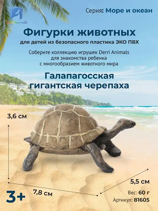 Derri Animals Фигурка Слоновая черепаха, 81605, коричневый, фото 2
