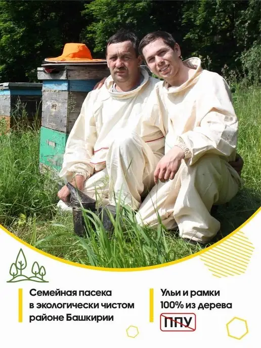 Мёд семьи Мамдеевых Дягилевый мед башкирский натуральный, 950 г, 950 г, фото 7