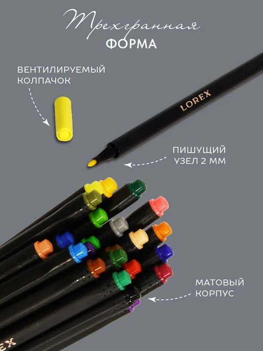 Lorex Фломастеры для рисования скетчинга набор 24 цвета, 12 цв., фото 4