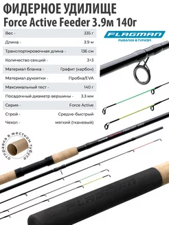 Фидерное удилище Force Active Feeder 3.9 м 140г Flagman 28883845 купить за 3 063 ₽ в интернет-магазине Wildberries