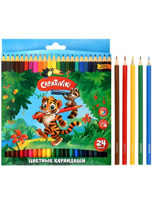 Creativiki Карандаши цветные набор 24 цвета детские, 24 цв., фото 7