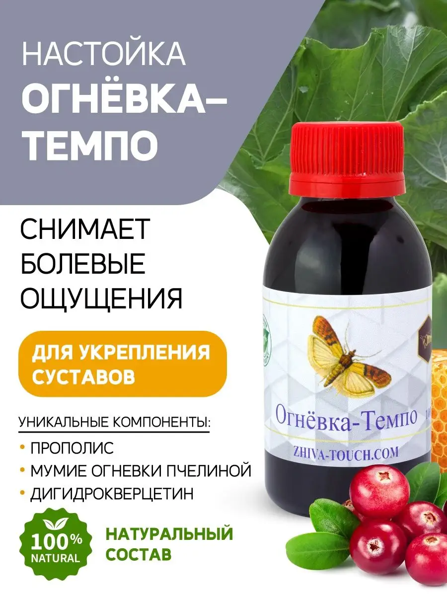 Настойка Огнёвка Темпо для суставов и связок 100 мл Жива 28959463 купить за  599 ₽ в интернет-магазине Wildberries