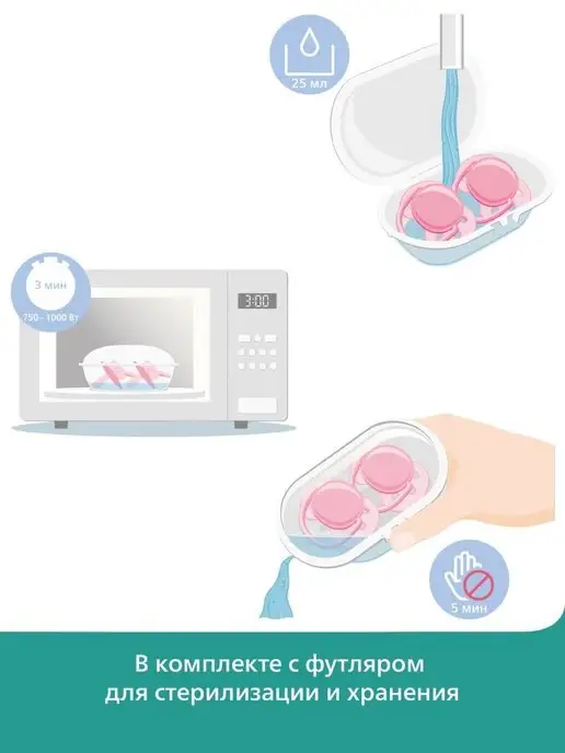 Philips AVENT Соска-пустышка силиконовая с контейнером, 0-6 мес, 2 шт, 2 шт, фото 7