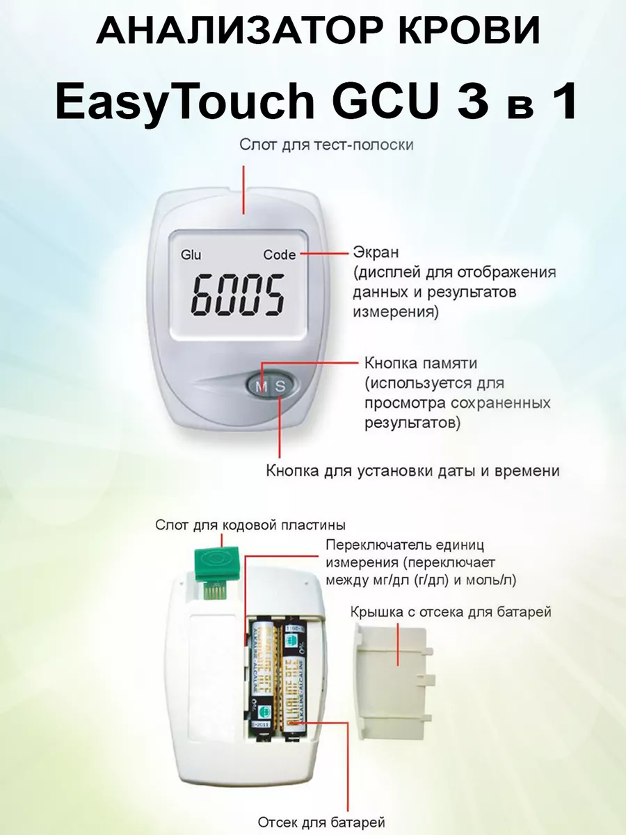 Анализатор глюкозы холестерина и мочевой кислоты Изи Тач Easy Touch  29054295 купить за 8 591 ₽ в интернет-магазине Wildberries