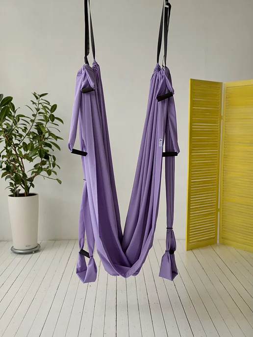 YoGuru Гамак для йоги с мягкими вставками, фиолетовый, фото 3