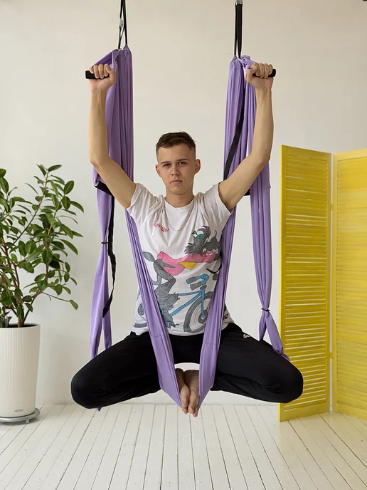 YoGuru Гамак для йоги с мягкими вставками, фиолетовый, фото 4