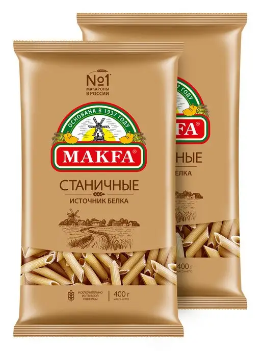 Makfa Макароны перья "Станичные", 2 шт. по 400 г, 2 шт, 400 г