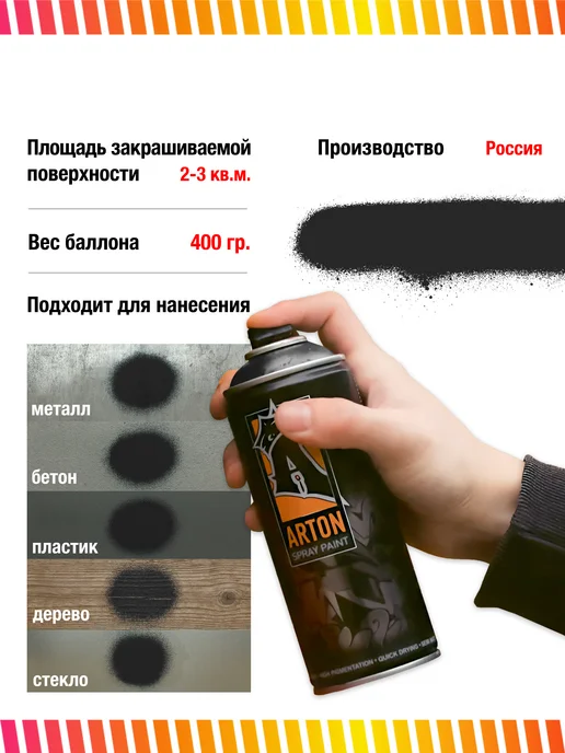 Arton Аэрозольная краска Артон A709 Asphalt, серый, фото 3
