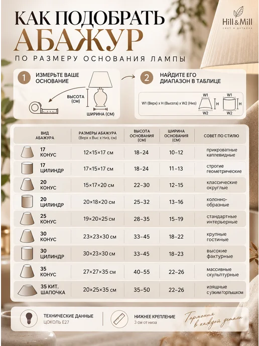 Hill & Mill Абажур для настольной лампы "Other Side", конус, 25 см, вариант, фото 5