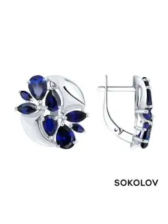 Серьги из серебра с корундами SOKOLOV 29321331 купить за 3 857 ₽ в интернет-магазине Wildberries