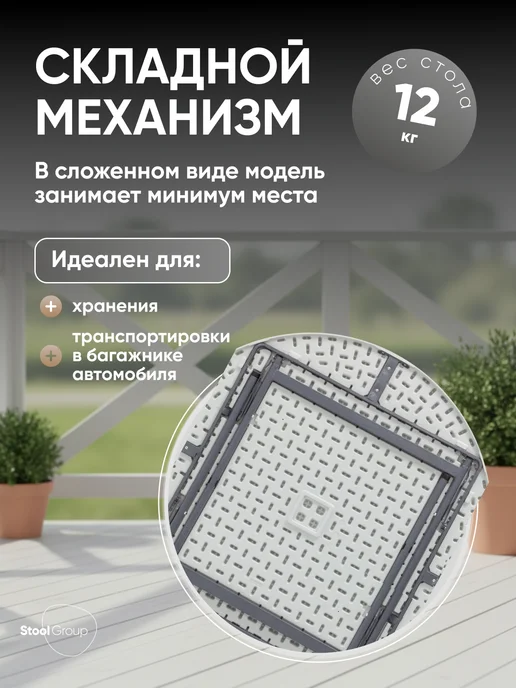 STOOL GROUP Складной туристический стол для дачи и пикника Кейт, белый, фото 3