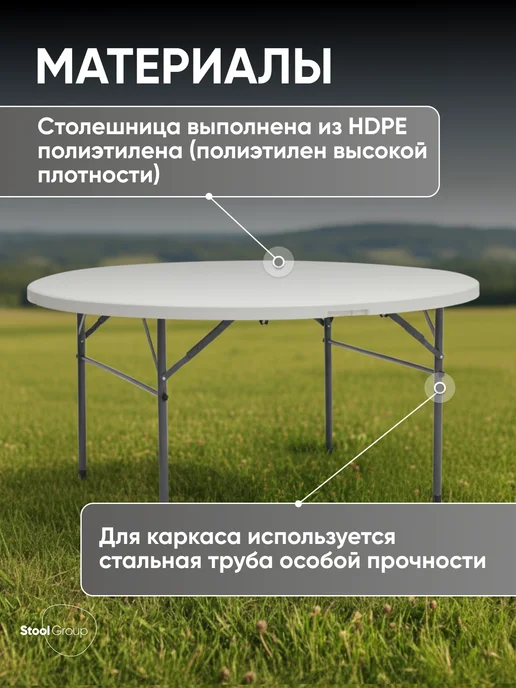 STOOL GROUP Садовый стол складной туристический, для пикника Кейт, белый, фото 3