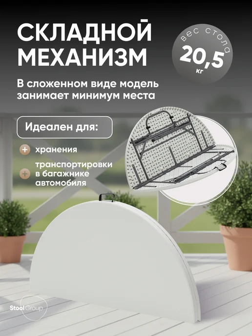 STOOL GROUP Садовый стол складной туристический, для пикника Кейт, белый, фото 4
