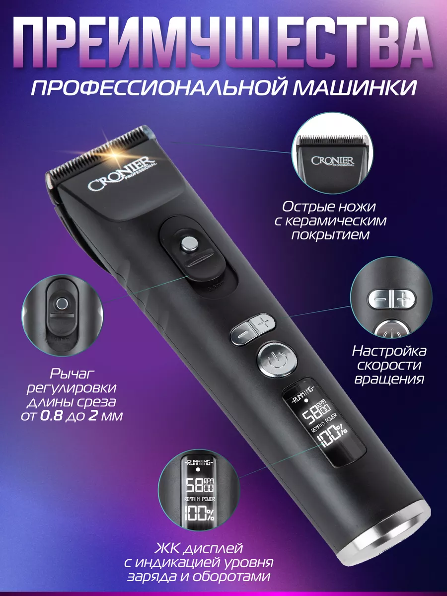 Машинка для стрижки профессиональная Cronier 29427983 купить за 1 912 ₽ в  интернет-магазине Wildberries