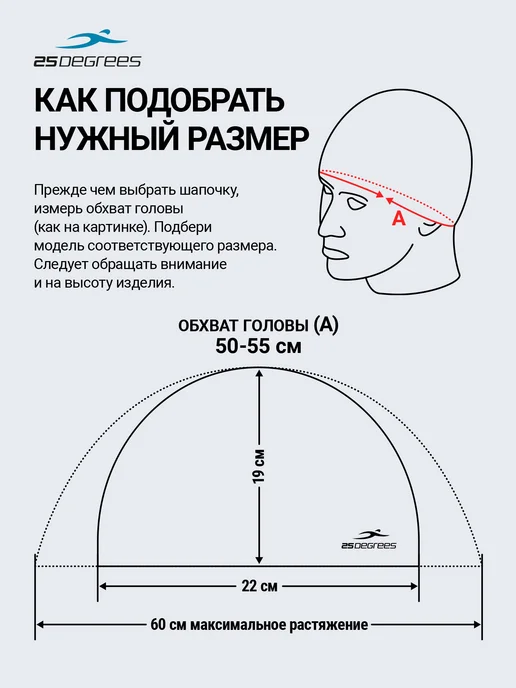 25DEGREES Шапочка для плавания резиновая детская, голубой, фото 7