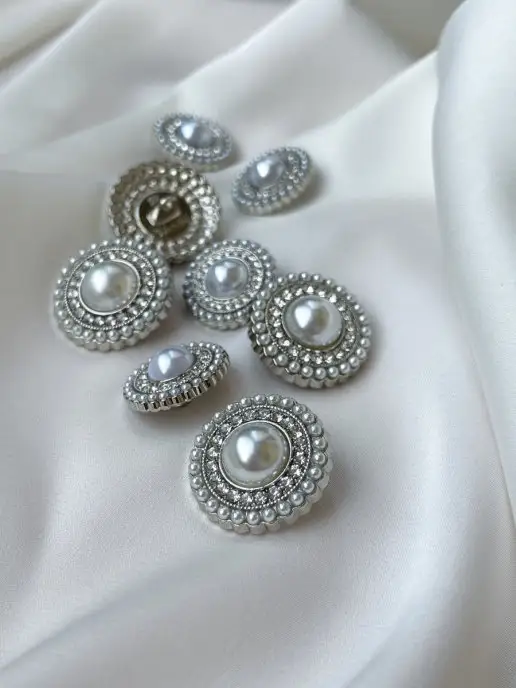 Boutonru Пуговицы с жемчугом 22 мм, 5 штук, серый, фото 5