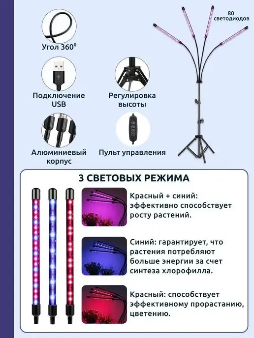Green Clean Фитолампа для растений, зеленый, фото 2