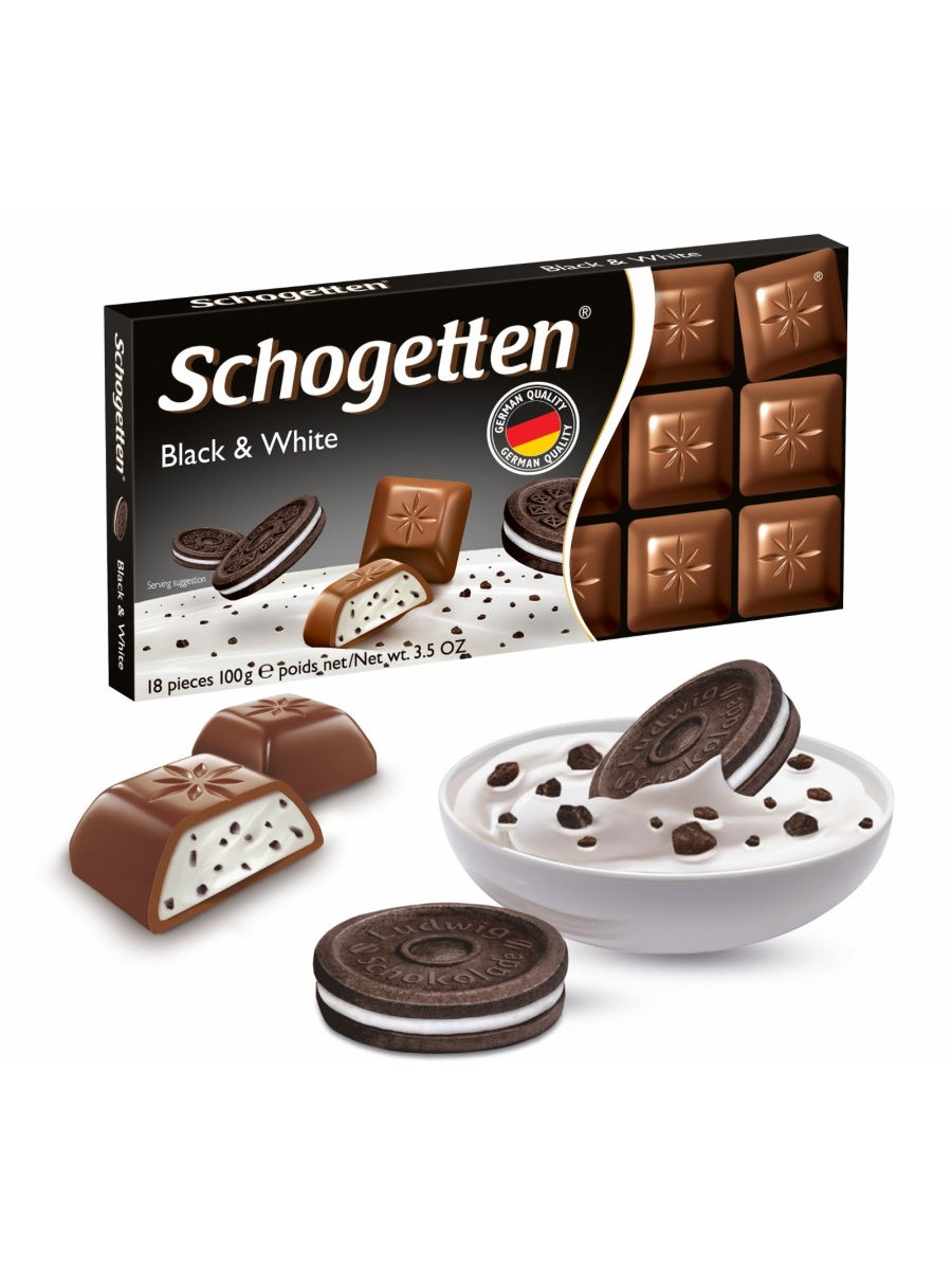 Шоколад Schogetten Black & White, 100 г/Белый/Тёмный/Немецкий Schogetten  29593344 купить в интернет-магазине Wildberries