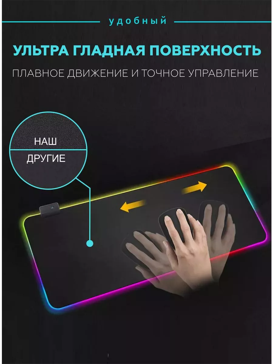 Игровой коврик для мыши большой с подсветкой 800*300 1Tech 29597810 купить  за 711 ₽ в интернет-магазине Wildberries