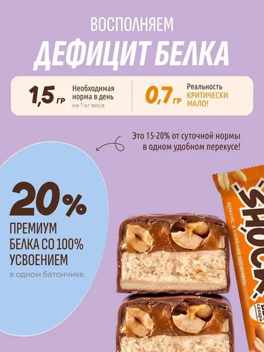 FitnesSHOCK Шоколадный батончик без сахара 12 шт по 50 г, 12 шт, 50 г, фото 4