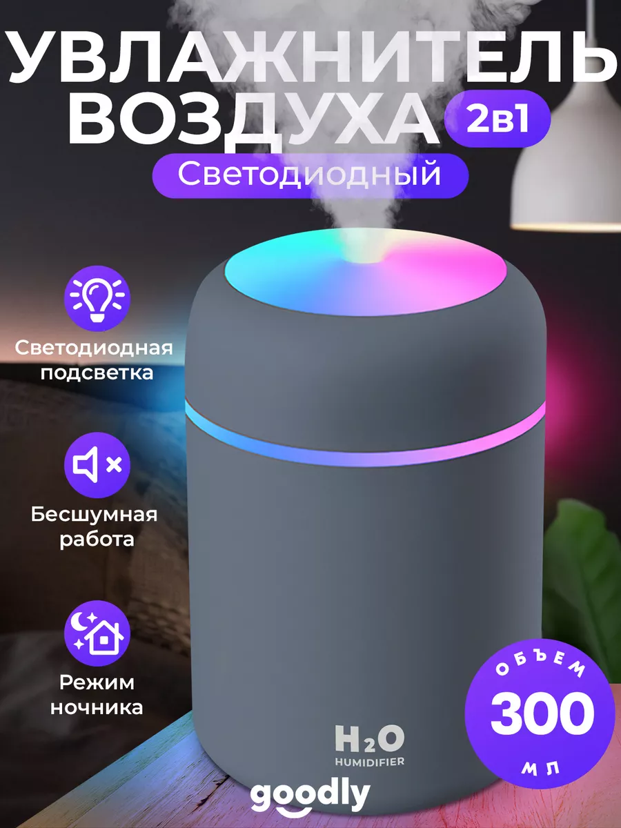 Увлажнитель воздуха, портативный с подсветкой для дома Goodly 29703475  купить за 453 ₽ в интернет-магазине Wildberries