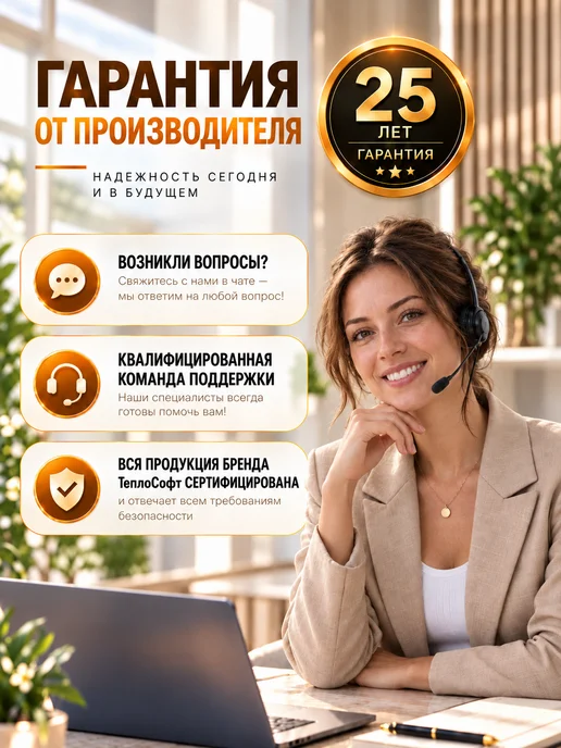 ТеплоСофт Теплый пол электрический под плитку 10м2 с терморегулятором, вариант, фото 6