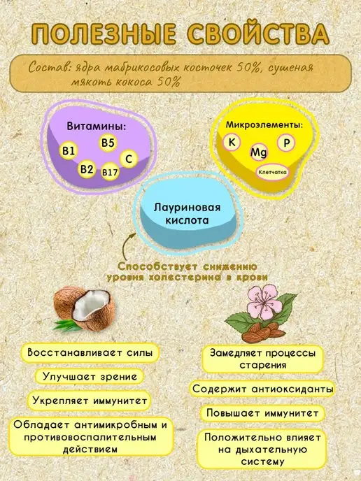 Мералад Урбеч кокос абрикос сладости к чаю без сахара 230г, 400 г, фото 3