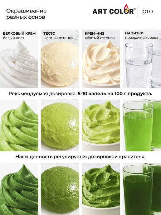 Art Color Краситель пищевой зеленый мох для торта, зеленый, фото 5
