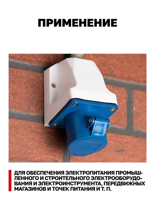 EKF Розетка силовая 16А 220В 2Р+РЕ IP44 стационарная наружная, синий, фото 3