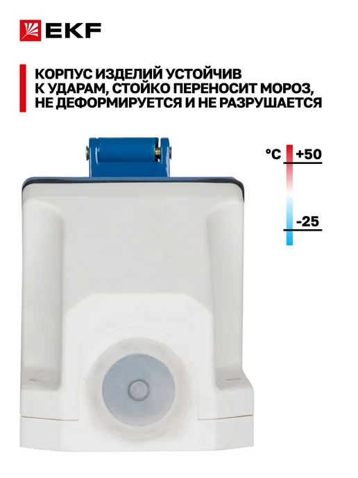 EKF Розетка силовая 16А 220В 2Р+РЕ IP44 стационарная наружная, синий, фото 7