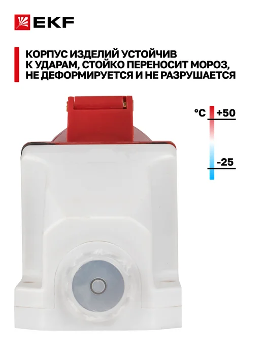 EKF Розетка силовая 16А 380В 3Р+РЕ IP44 стационарная наружная, красный, фото 7