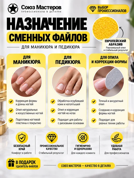 Союз Мастеров Сменные файлы для маникюра Лодка на вспенке #150 100 шт, 100 шт, фото 2