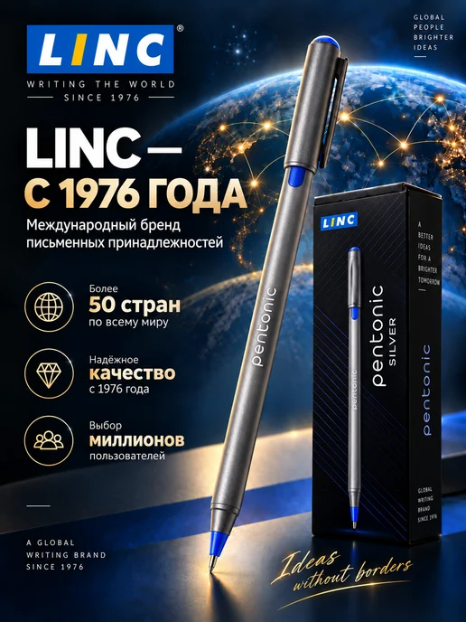 Linc ltd Ручка шариковая набор 10 штук синяя для школы и офиса, синий, фото 8