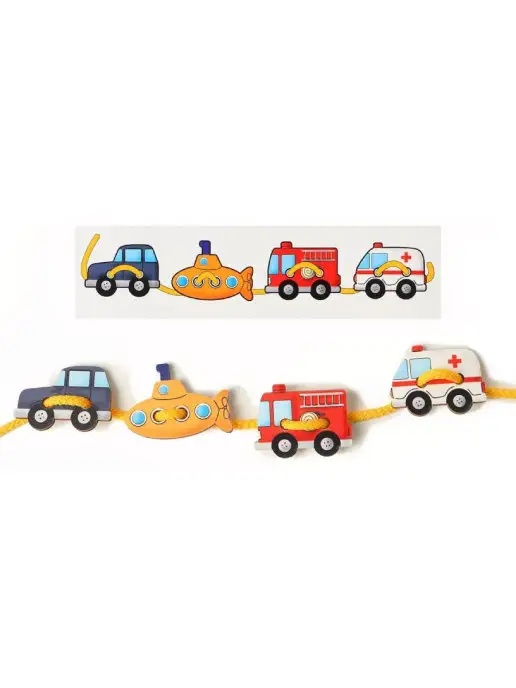 Smile-Decor Игра-шнуровка "Транспорт-2", деревянная рамка-вкладыш, вариант, фото 2