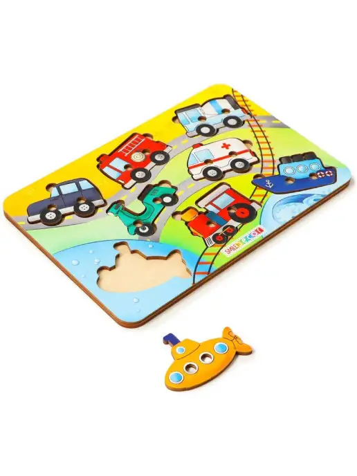Smile-Decor Игра-шнуровка "Транспорт-2", деревянная рамка-вкладыш, вариант, фото 3