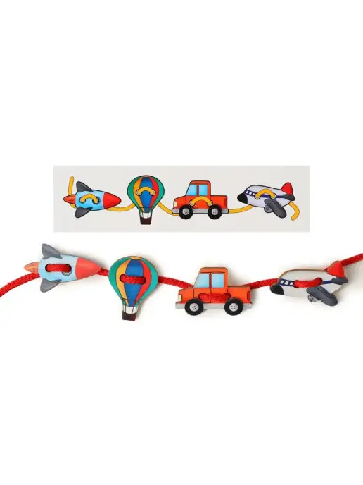 Smile-Decor Игра-шнуровка "Транспорт-1", деревянная рамка-вкладыш, вариант, фото 2