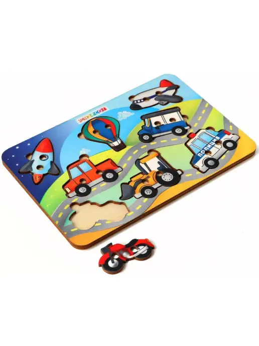 Smile-Decor Игра-шнуровка "Транспорт-1", деревянная рамка-вкладыш, вариант, фото 3
