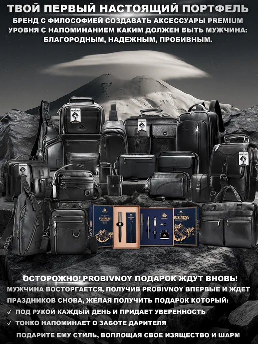 PROBIVNOY i130 Портфель черный, натуральная кожа, черный, фото 2