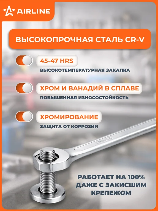 AIRLINE Ключ комбинированный 19мм PRO пласт.подвес, 32мм, фото 3