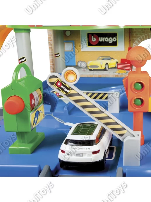 BBurago Игровой набор Паркинг 2-х уровневый и машинка, голубой, фото 4