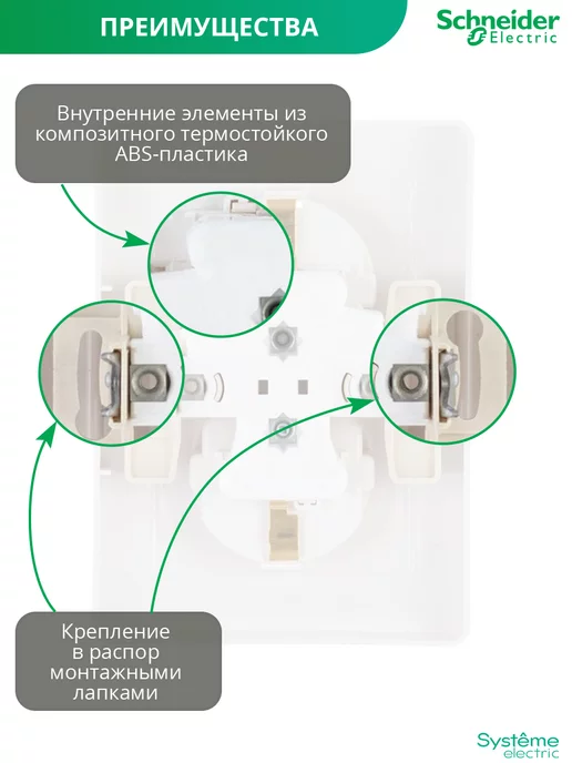 Systeme Electric Двойная розетка с заземлением встраиваемая Шнайдер BLANCA, белый, фото 4