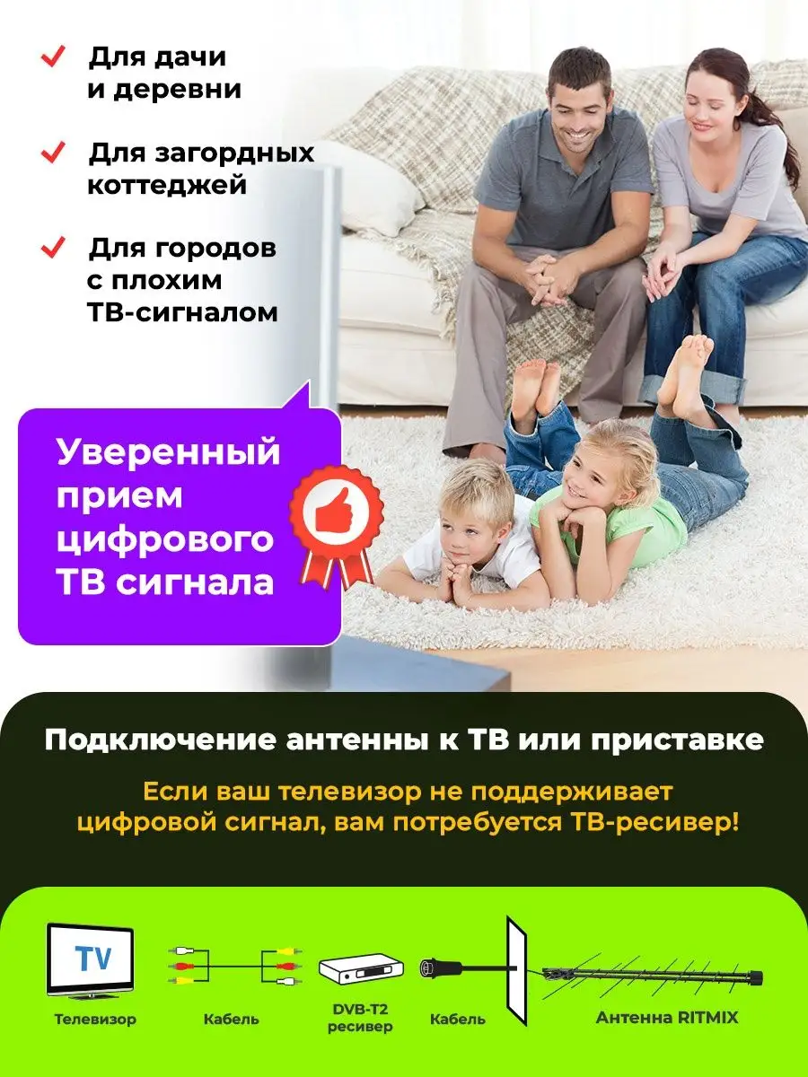 Уличная антенна для телевизора для цифрового тв Ritmix 30418131 купить за  913 ₽ в интернет-магазине Wildberries