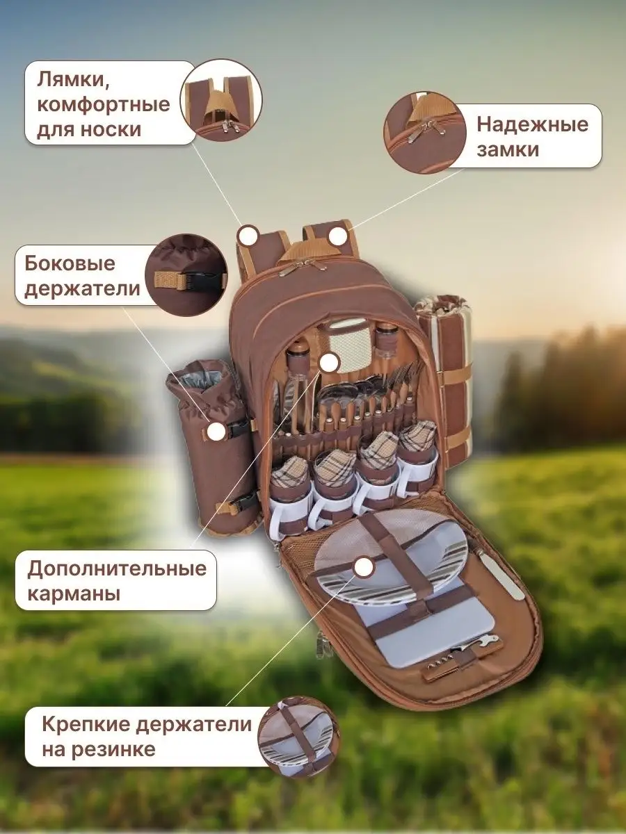 Набор для пикника на 4 персоны Mount Camp 30420640 купить в  интернет-магазине Wildberries