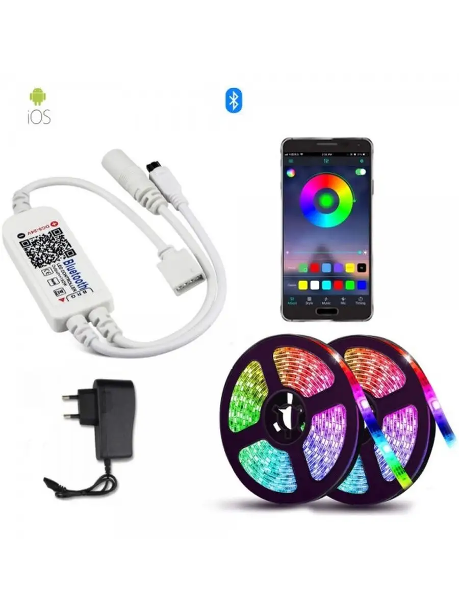 Светодиодная Bluetooth лента цветная (RGB) Led smd 5050 10m Как на TV  30448533 купить за 1 259 ₽ в интернет-магазине Wildberries