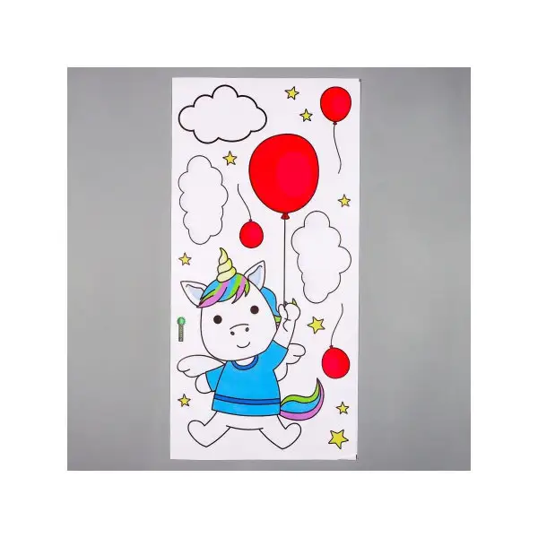Наклейка Единорожек с шариками 30х60 см