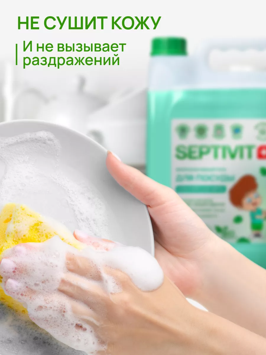 Средство для мытья посуды Альпийская мята 5 литров SEPTIVIT Premium  30576186 купить за 610 ₽ в интернет-магазине Wildberries