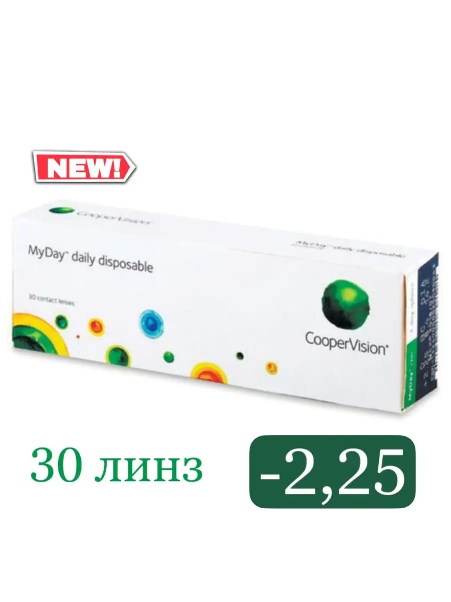 Контактные линзы CooperVision MyDay daily -2,25 /30 линз/(Купер Вижн, Май  Дэй) Cooper Vision 30863789 купить в интернет-магазине Wildberries