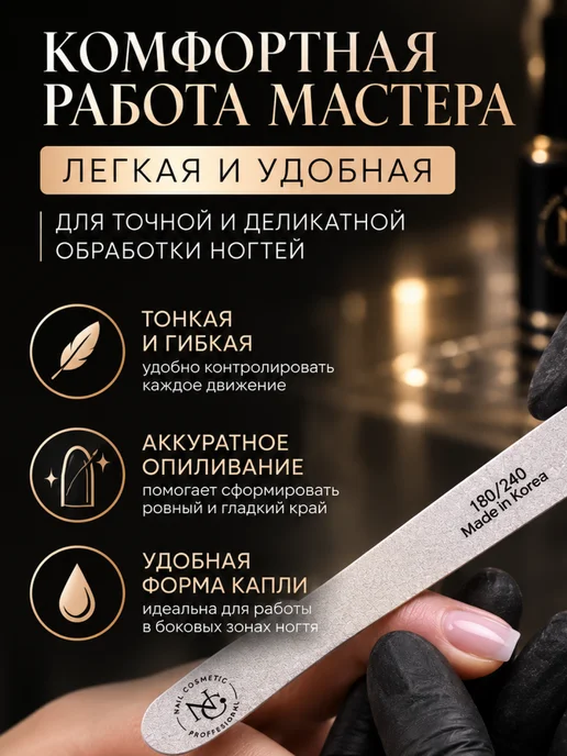 nail cosmetic Пилки капля 17 см для маникюра 180-240 грит 10 шт, 10 шт, фото 4