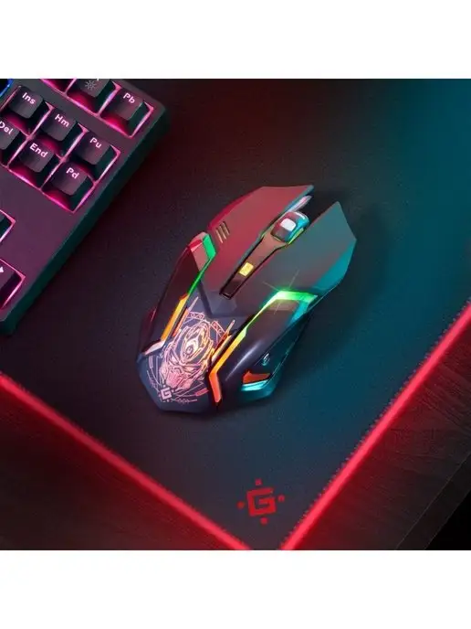 DEFENDER Игровая мышка беспроводная с подсветкой Trigger 3200 dpi, черный, фото 2